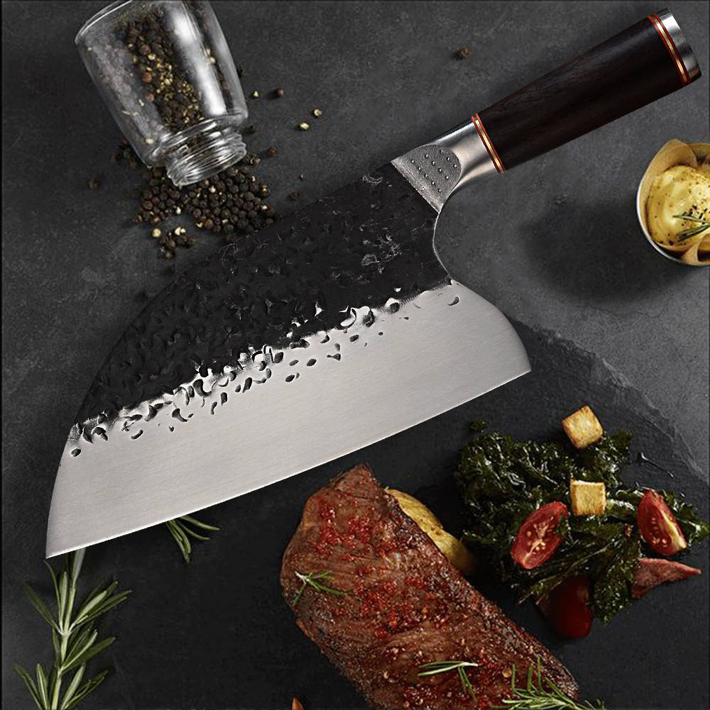 Stainless Steel Chef Knife Handmade Forged Sharp Cleaver Wide Blade Professional Butcher Knife Utility Vegetable Knives