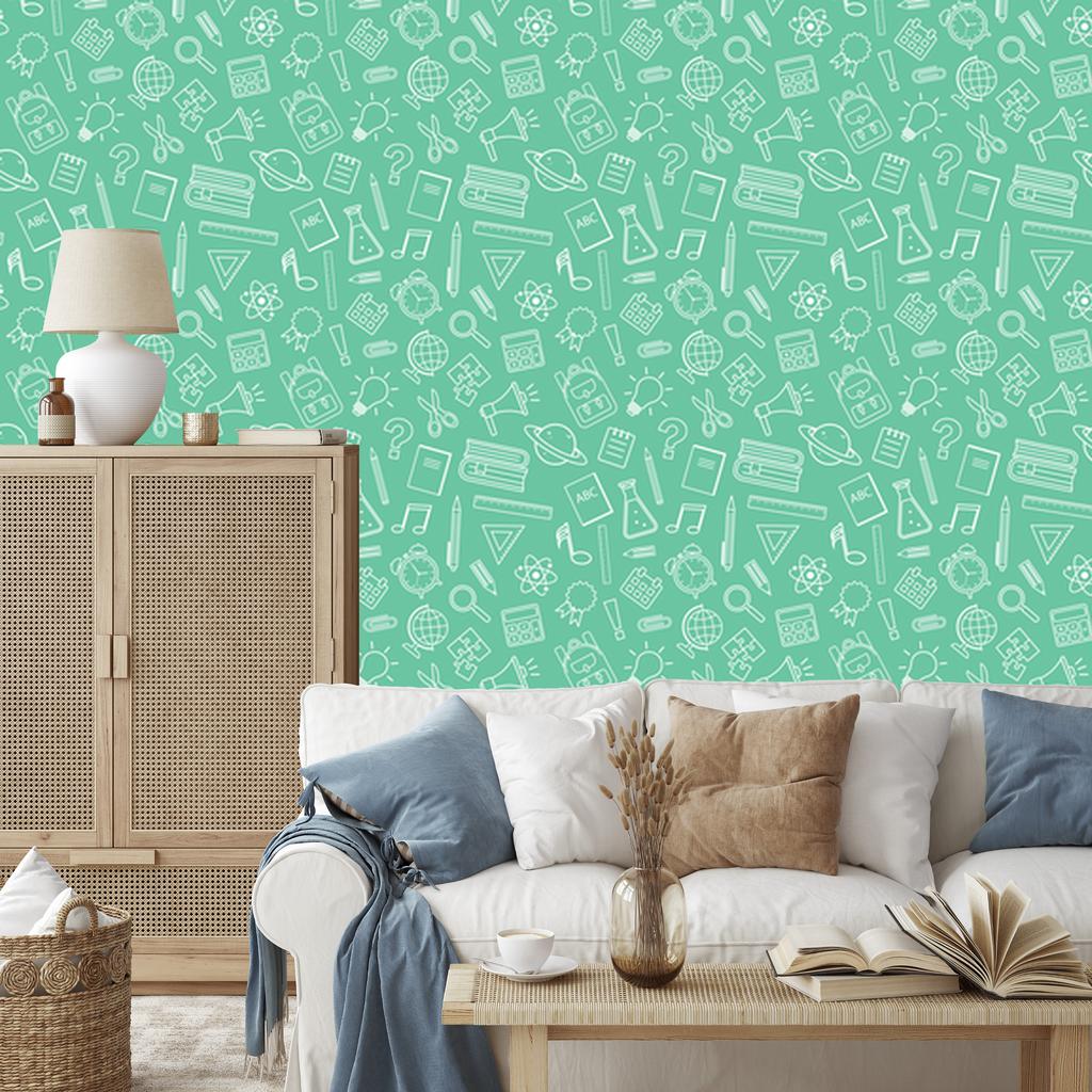 Wallpaper School Supplies Sea and Mint, Sea Background 50x1000