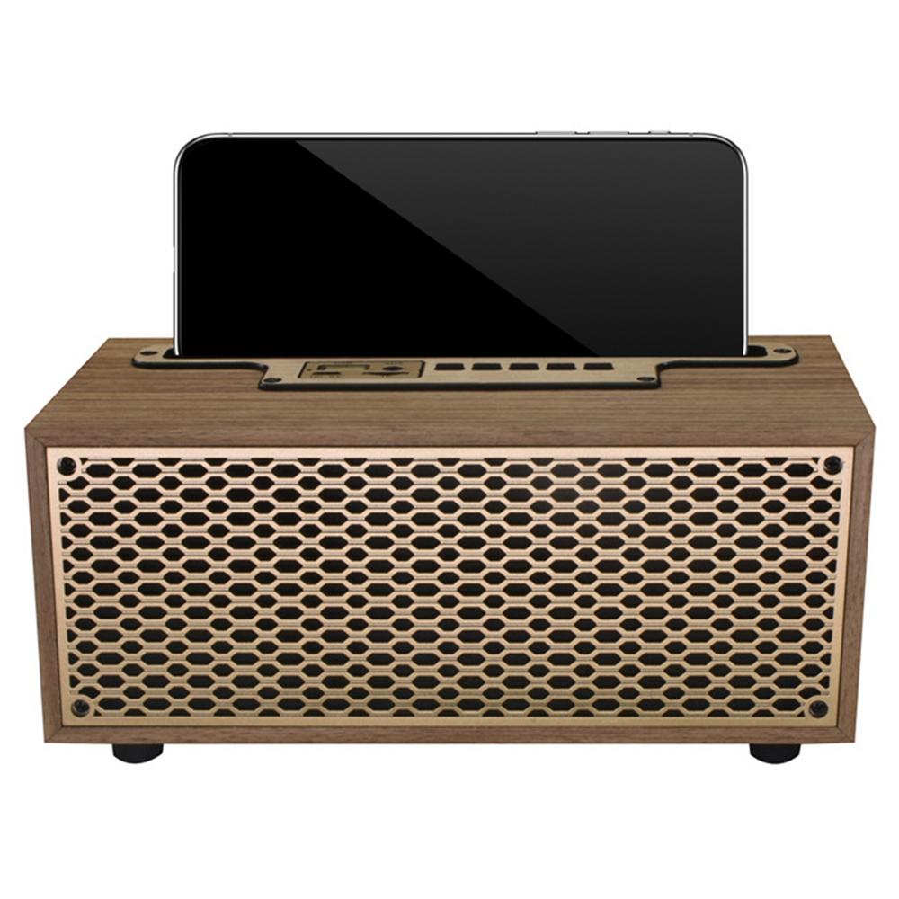 

XM-5H Vintage Wooden Appearance Portable Speaker Wireless Bluetooth-compatible Connectivity Phone Stand Holder Slot 1200mAh Battery Built In Red