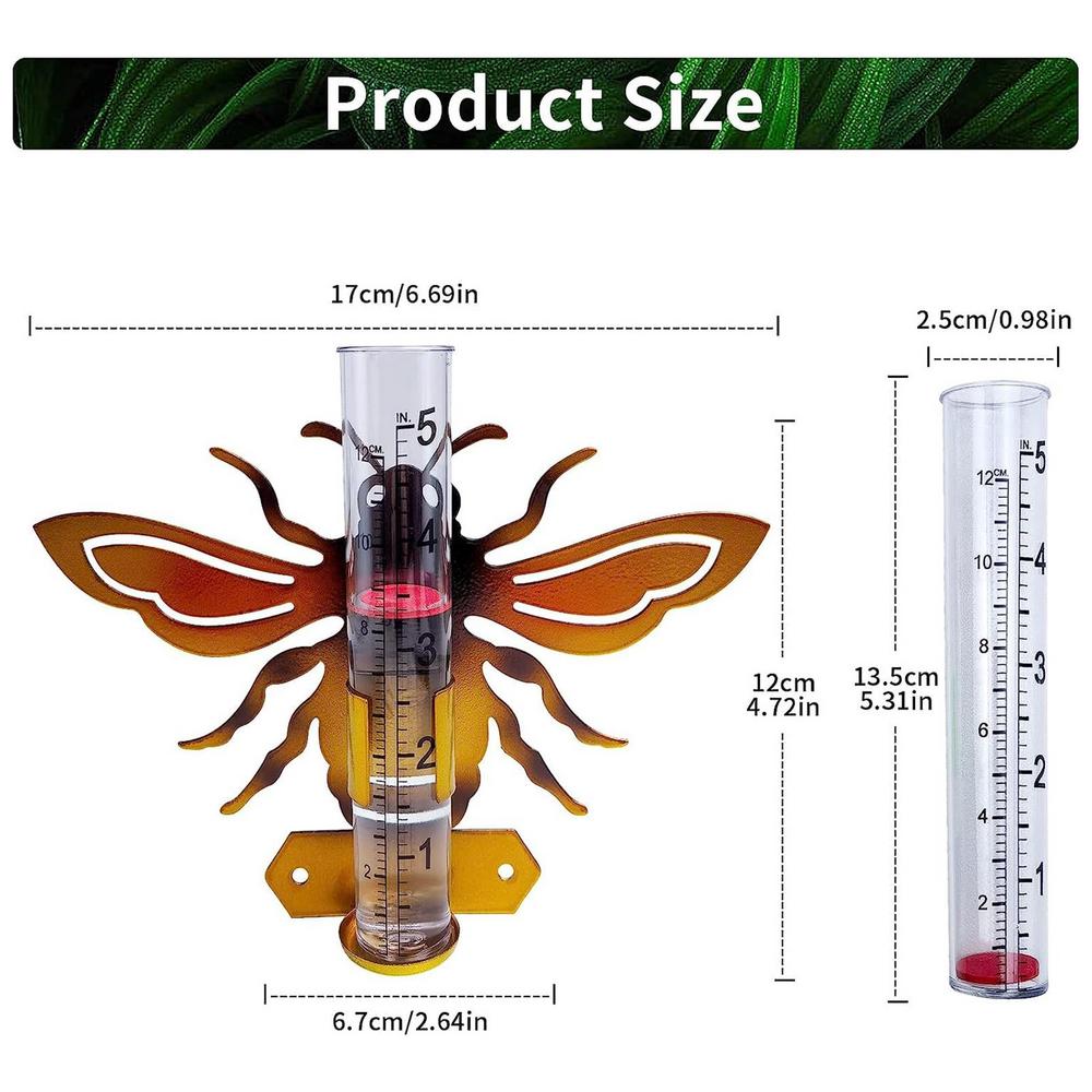 Outdoor Rain Gauge Easy To Read Rain Collector With Metal Art Garden Decor Patio Decoration Imperial Metric Rain Gauge For Parks