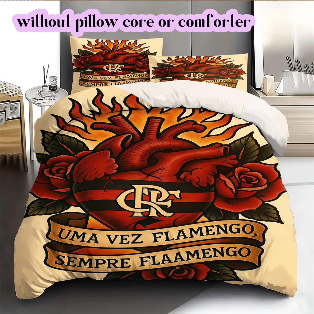 Flamengo football soccer Pattern Bedding,Quilt Set Quilt Cover Pillowcase Home Birthday Gift (1*duvet cover+2*pillowcase,without core)