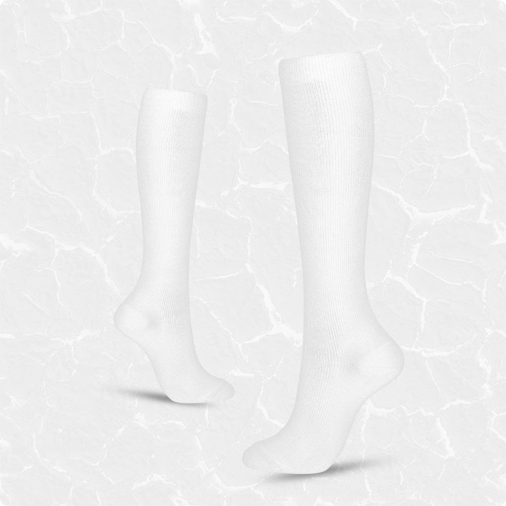 

1 пара компрессионных носков для женщин, гольфы до колена 15–25 мм рт. ст. Компрессионные чулки для спорта, занятий спортом, диабета, варикозного расширения вен, путешествий, кормления грудью L/XL белый