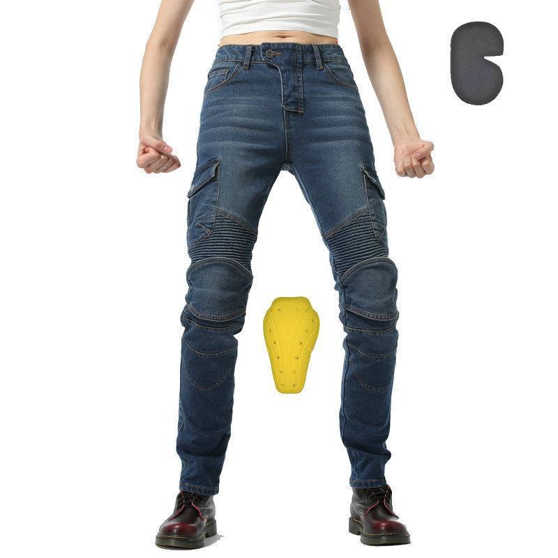 Women Motorcycle Protective Pants Riding Gear Leisure Work Suit Racing Jeans Biker Armor Safety Trousers 3XS синий