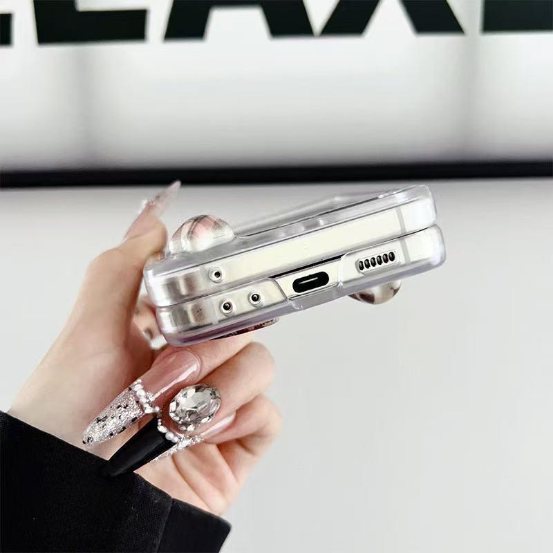 Luxury Rhinestone Pearl Flower Phone Case for Samsung Z Flip 8/7/6 Fold