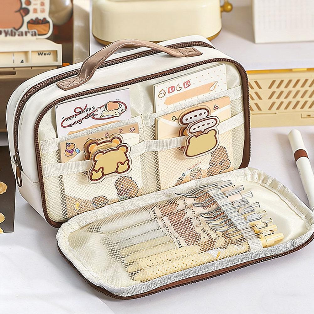 Transparent Magnetic Standable Pencil Case Large Capacity Stationery Bag Ins Style High Value School Supplies for Students