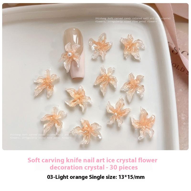 30 ks Květinové ozdoby na nehty Lilie 3D Dekorace na nehty Manikúrní doplňky Pryskyřičný materiál DIY Nadšenci do nail artu
