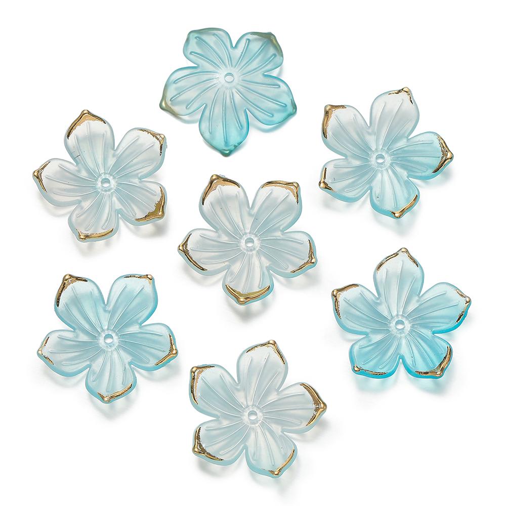 50pcs/Lot 23x24mm Acrylic Flower Beads Petals Charm Connectors DIY Earrings Hair Jewelry Making Acessories Supplies