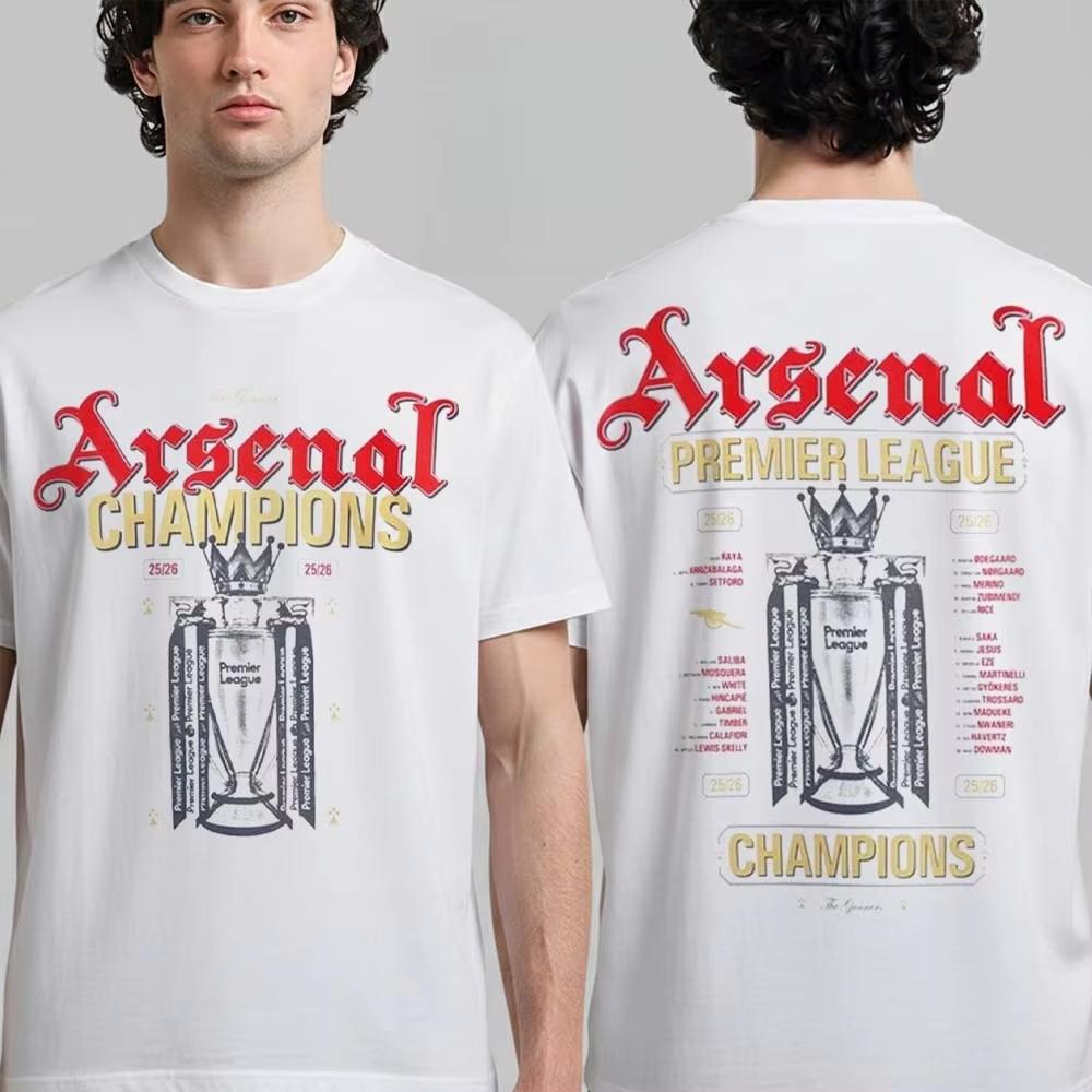 Arsenal Premier League Champions T-shirt Men and Women Summer Cotton Y2K Clothing Fashion Round Neck Hip Hop Streetwear Top