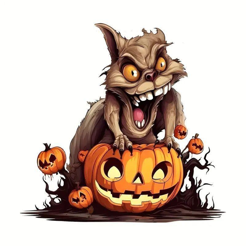 Pumpkin Halloween Monster Acrylic Car Decor Mirror Hang Interior Style Halloween