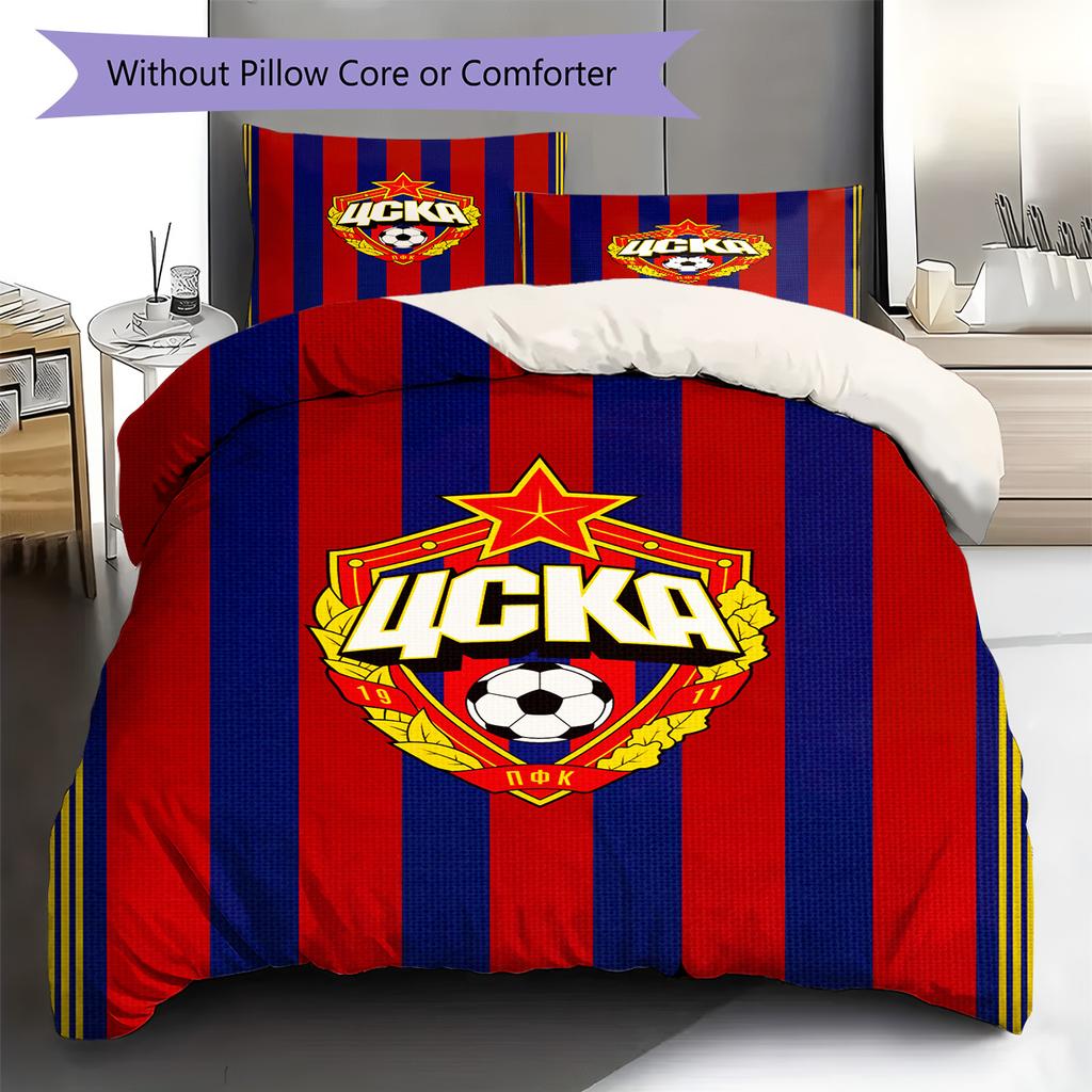 CSKA Moscow Pattern Bedding Set Quilt Cover Pillowcase Home Decor Gift (1 * duvet cover + 2 * pillowcase, without core)