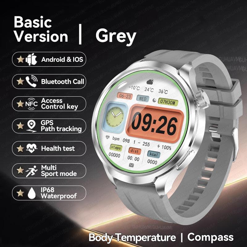 

New GPS Sports NFC Fashion Smartwatch Men s 1.85 AMOLED HD Screen Heart Rate Blood Pressure Health Smart Watch For Android IOS Original box сірий