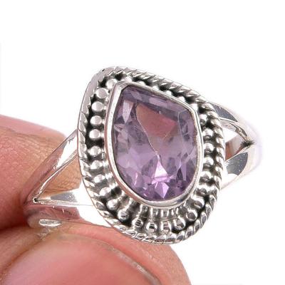 Natural Pink Amethyst Gemstone Handmade 925 Solid Silver Jewelry Ring S.6.5 A6h40