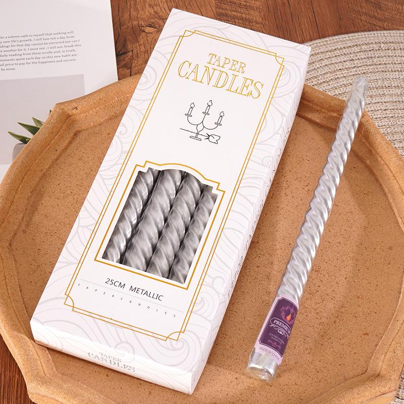 Candlestick Long Candle Romantic Spiral Birthday Western Food Candlelight Dinner Thread Home Wedding Gold Silver Red European Candle