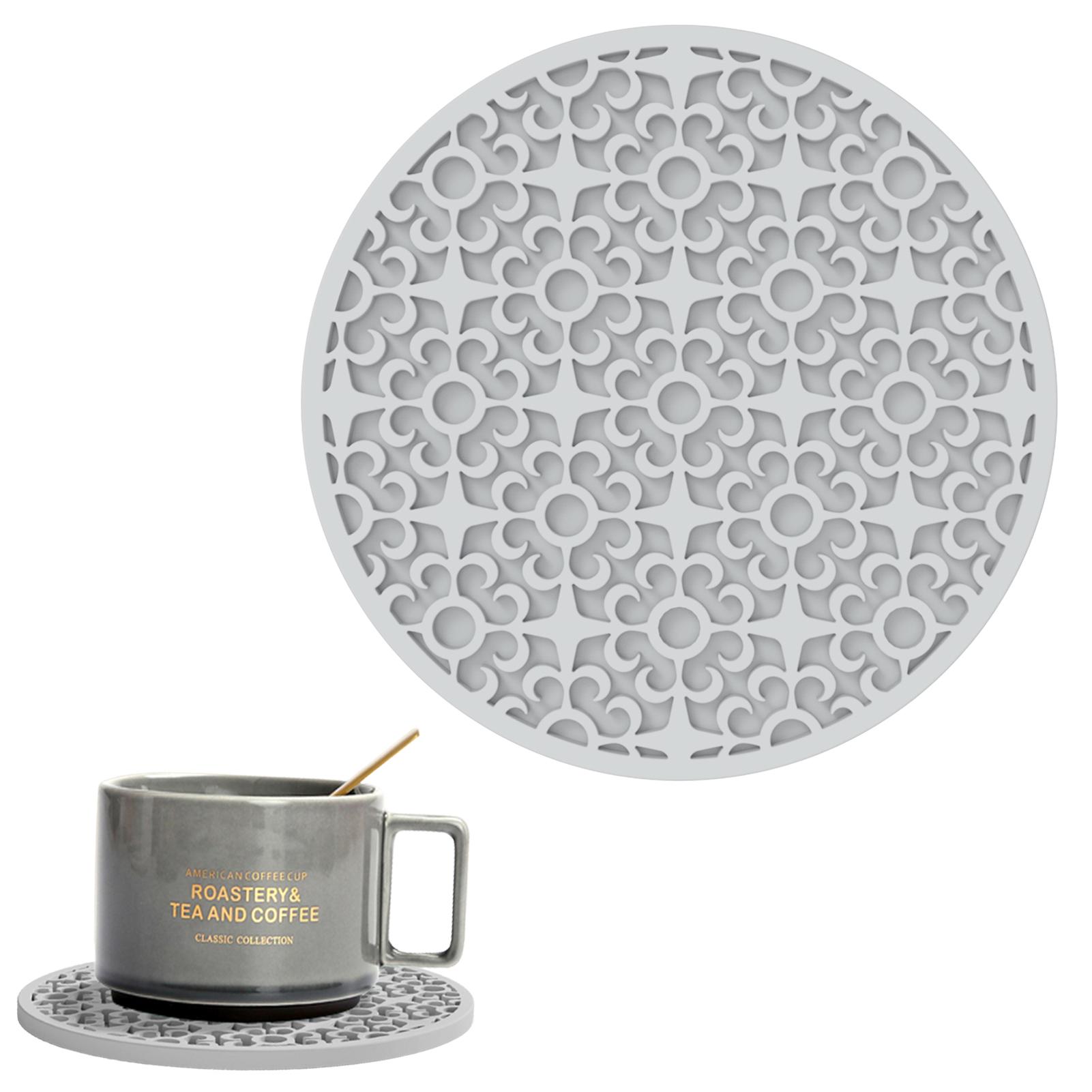 Non-Slip Silicone Mat Colorful Coaster Cup Mat Round Drink Coasters Multifunction Coasters Tools Kitchen Accessories Gray