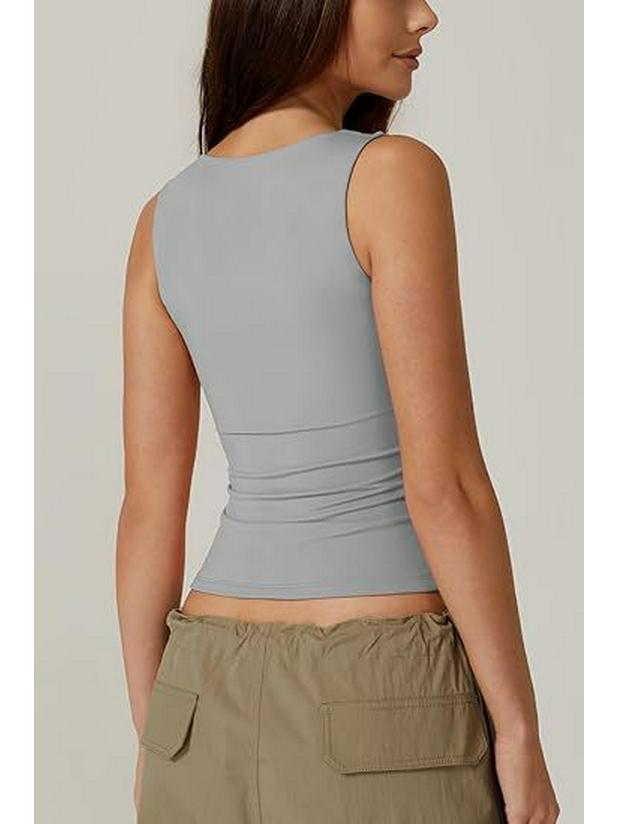 2025 European & American Women's Square Neck Slim Sleeveless Fashion Vest