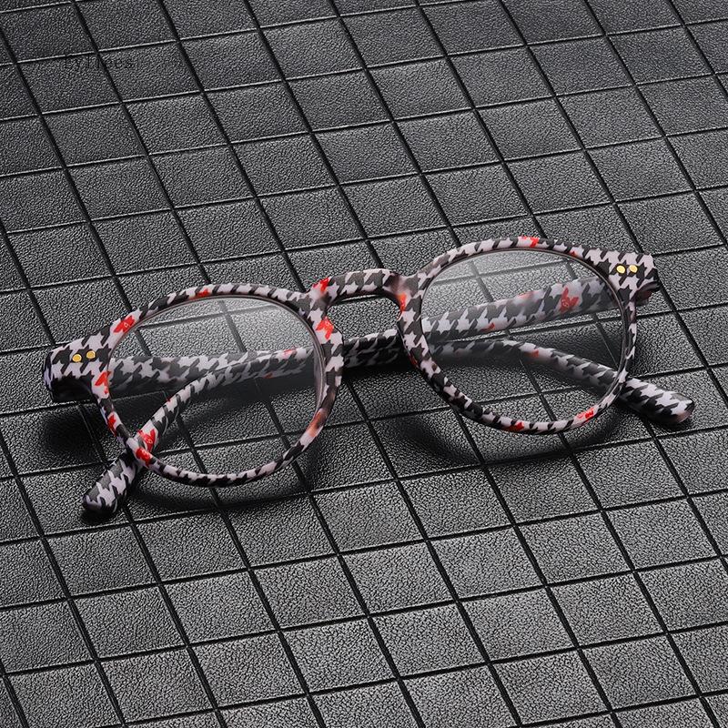Reading Glasses for Women Patterned Round Anti Blue Light Presbyopic Eyeglasses Men Vintage Farsighted Eye Glasses +1.0 To +4.0