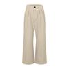 Women's Color Casual Wide Leg High Waist Button And Zipper Elastic Waist Pants With Pockets