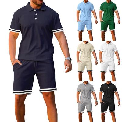 Letni Męski Garnitur Krótkorękawkowy Koszulka Polo Krótkie Spodnie Sportowy i Rekreacyjny Dwuczęściowy Zestaw
