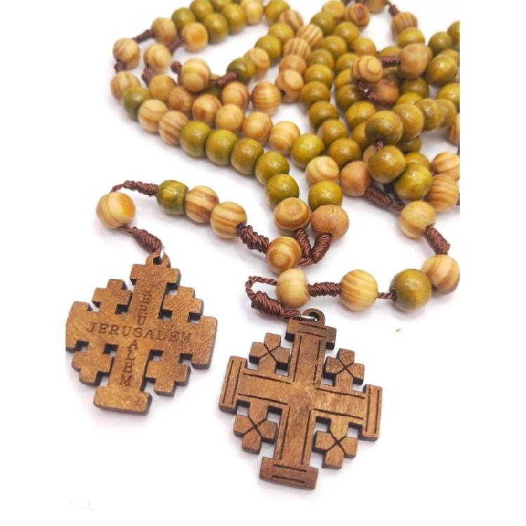 Jerusalemkreuz Rosenkranz Halsketten für Männer Frauen Gebet Religiöse Meditation Geschenk