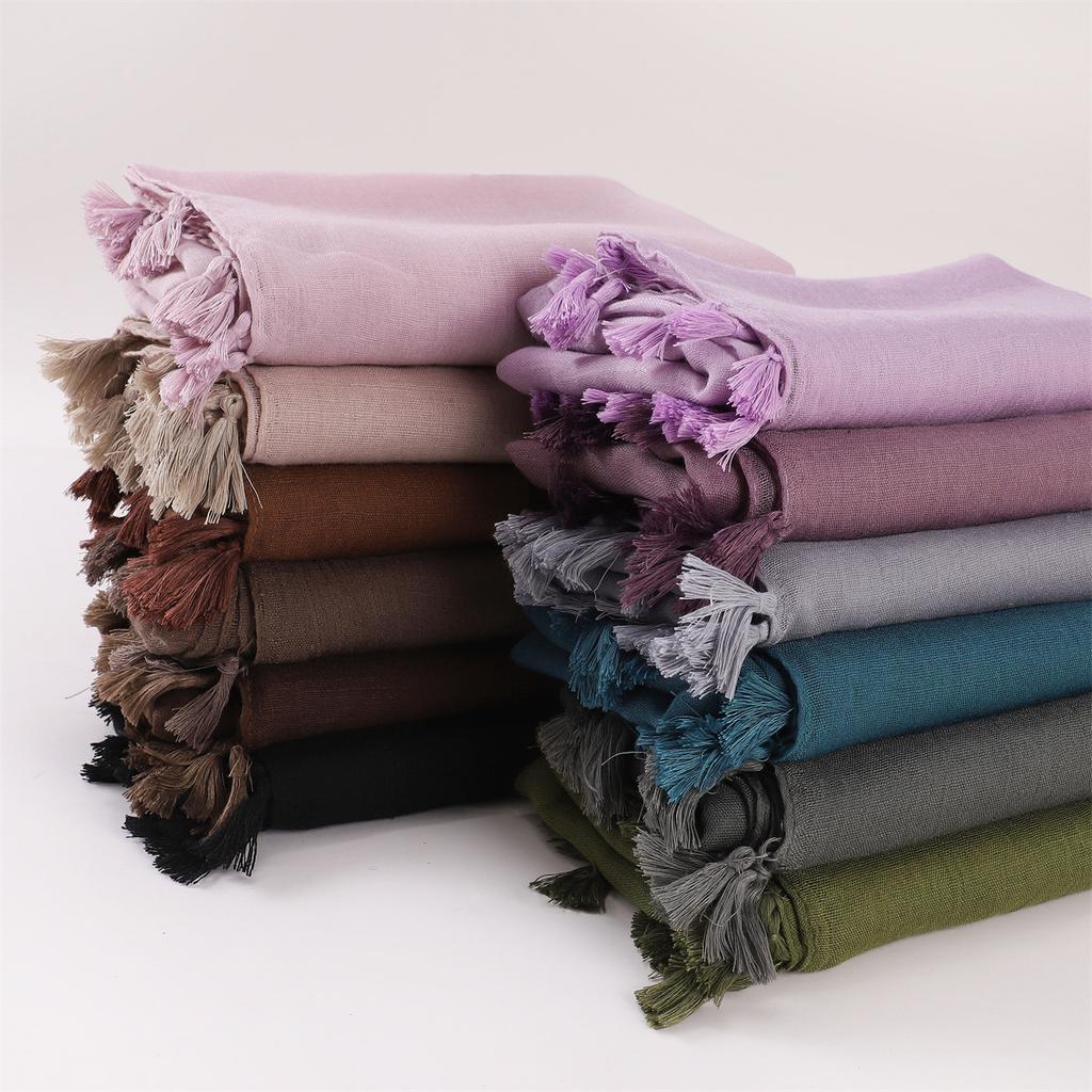 Solid Voile Women Scarf New Summer Girls Tassels Sunscreen Thin Scarves Soft Shawl Foulard Viscose Spring Lady Wrap Shawls
