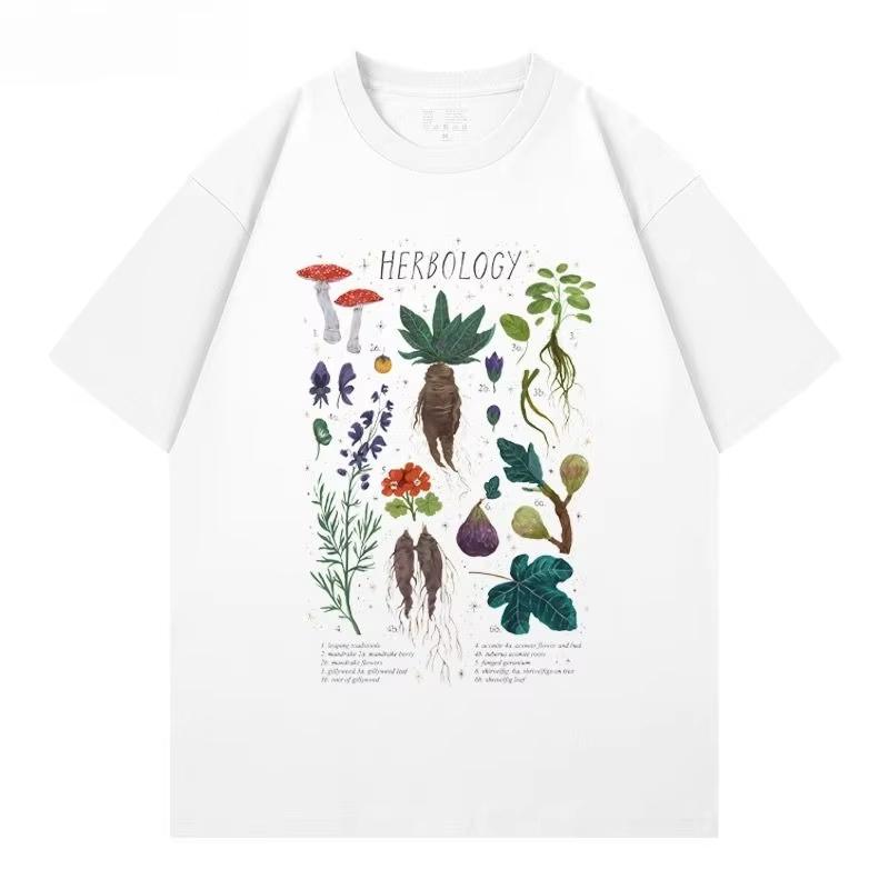 2026 New High Quality Fashion Herbal Graphic Printed Short Sleeve TShirts   Men and Women Tshirt  Plus Size Crew Neck Tops
