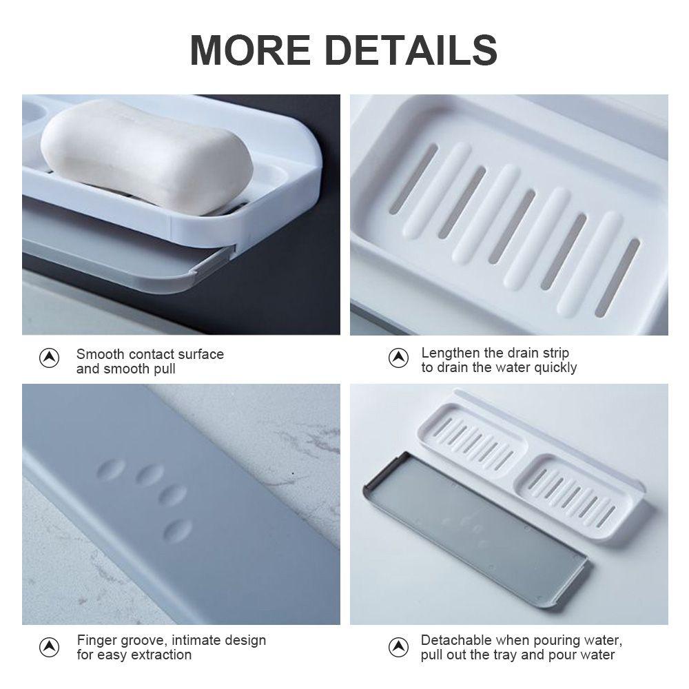 Bathroom Drain Wall Mounted Tray Double Grid Storage Rack Soap Dishes Hanging Shelf Soap Holder