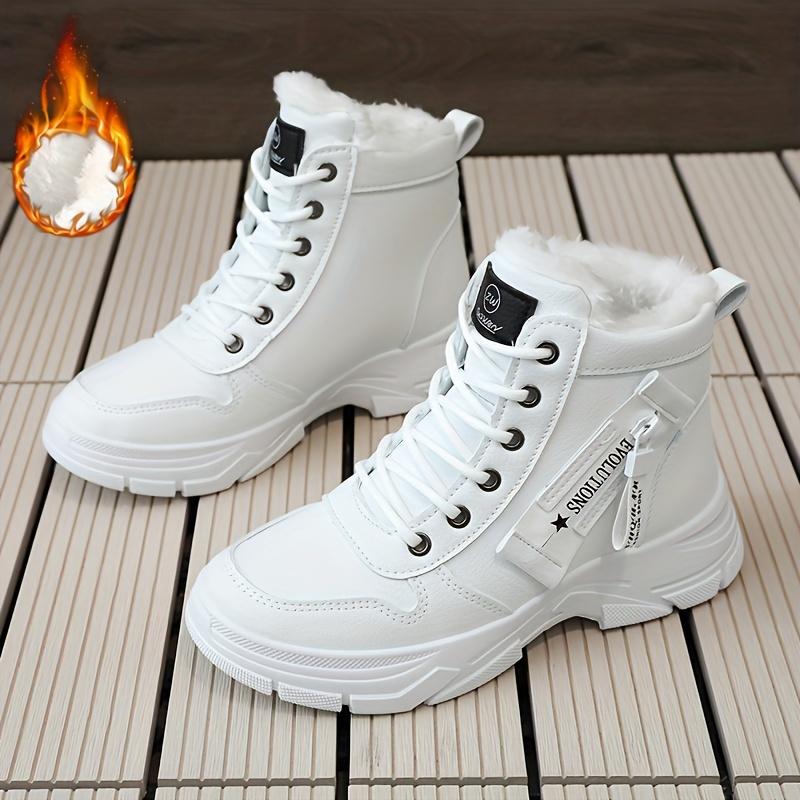 Botas de nieve de invierno para mujer cálidas y cómodas con cremallera lateral y forro polar, zapatos impermeables