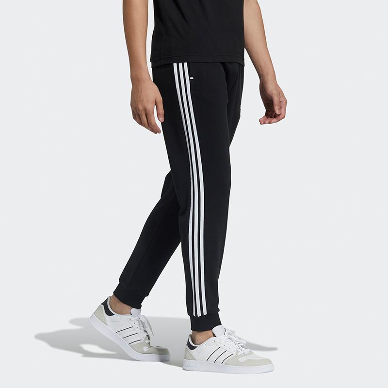 Adidas Neo Track Running Pants with Three Stripes Men Bottoms Black GP4923