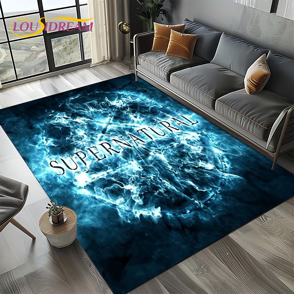 3D SPN Supernatural Sign Dean Sam Carpet Rug for Living Room Bedroom Home Sofa Decoration,Kids Play Area Rug Non-slip Floor Mat