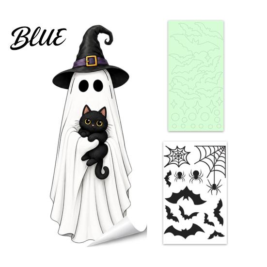 Halloween Home Decor Glow-in-the-Dark Window Cling Spooky Ghost Skeleton Glass Sticker Decal Waterproof Static for Holiday Party Removable