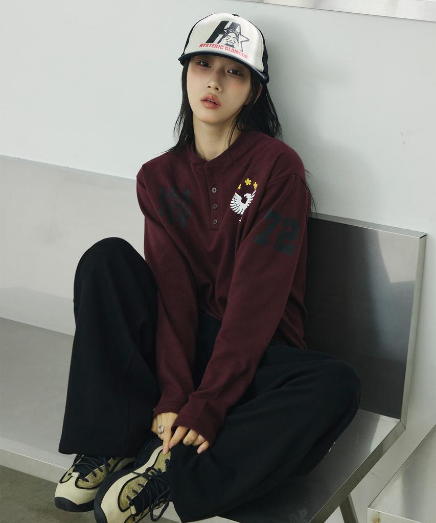 SCALLYWAG Falcon Henley Neck Long Sleeve [Wine]