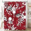 Red Floral Shower Curtain with Black White Flowers for Bathroom Decor Modern Home Textile Decoration Size Customizable 180cm X 1