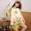 Women's Pajamas Set Summer Cute Cartoon Print Leisure Young Girls Sleepwear Short Sleeve Tops and Shorts Pijamas Women Homewear