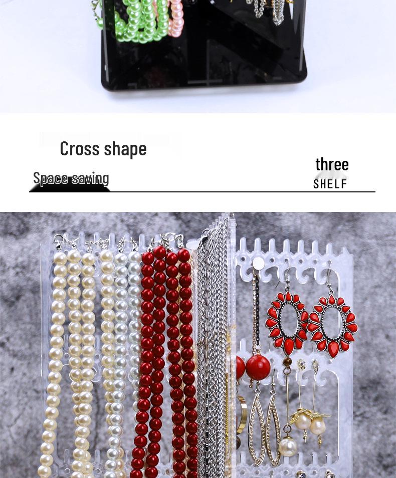 Rotating Earring & Necklace Display Rack with Dustproof Large Capacity