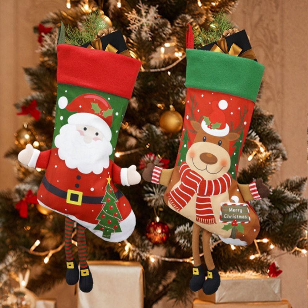 Snowman Christmas Gift Bags Santa Claus Xmas Candy Bag Gift Christmas Socks Pendant  Children