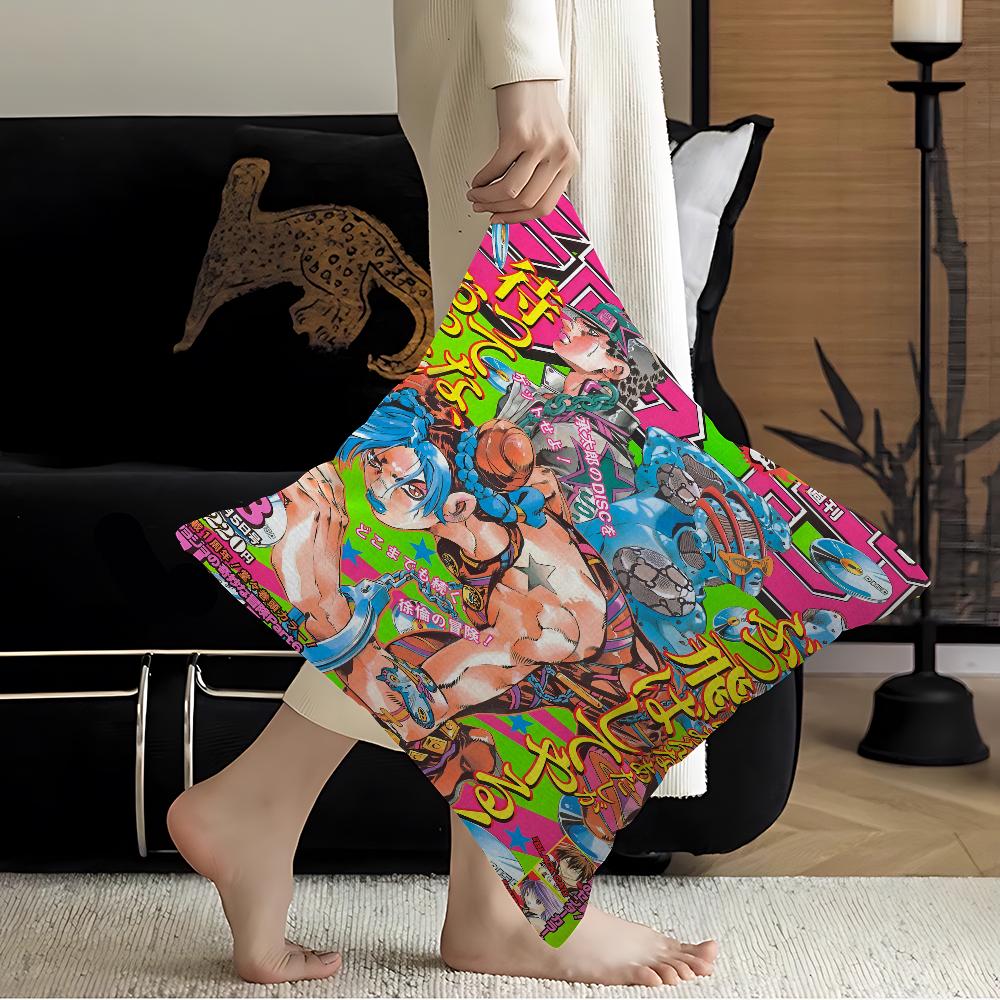 1PC Anime JoJos Bizarre Adventure JOJO Cushion Cover Car Throw Pillow Case For Sofa Car Christmas Gift 40x40cm 45x45cm