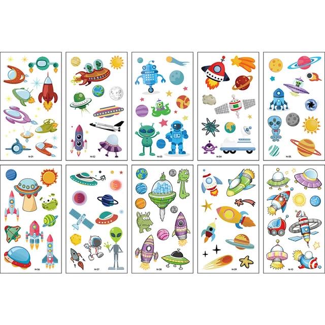 New 10Sheets/lot Children Cute Cartoon Unicorn Temporary Tattoo Stickers Baby Shower Kids Body Makeup Sticker Tattoos Mermaid Pa