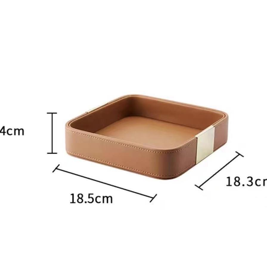 Leder-Schlüsselaufbewahrungsbox mit Holzsockel für Wohnzimmer- und Schlafzimmerorganisation