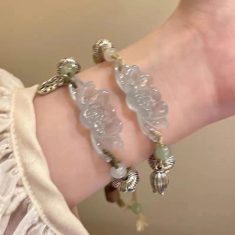 Stylish Alloy Plated Lotus Pull Bracelet For Women Geometric Design Ethnic Retro