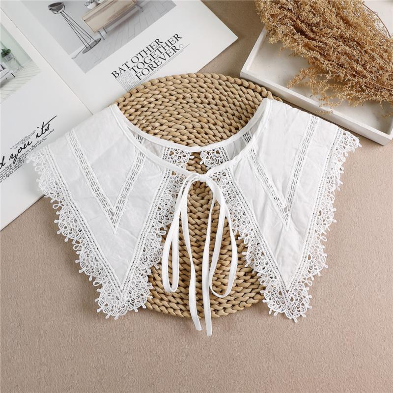 Lace Fake Collar Women Detachable Collars For Women False Collar Embroidery Floral Lolita Lapel Half Shirt Shawl Wrap Decoration