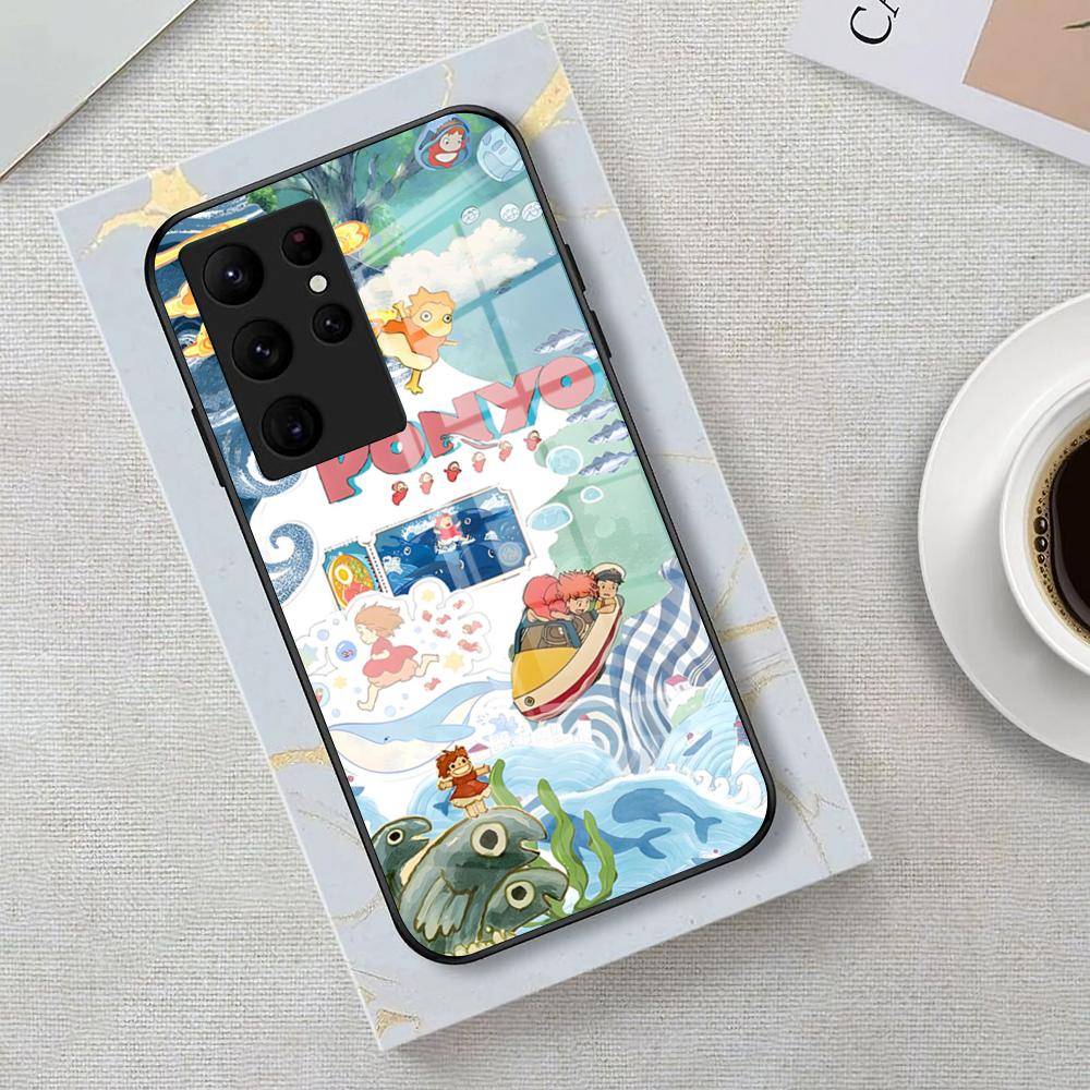 Movie Cute-PonyoES Phone Case For Samsung S26 S25 Edge Ultra 23 22 21 20 Ultra Plus S24 Fe Glass Cover