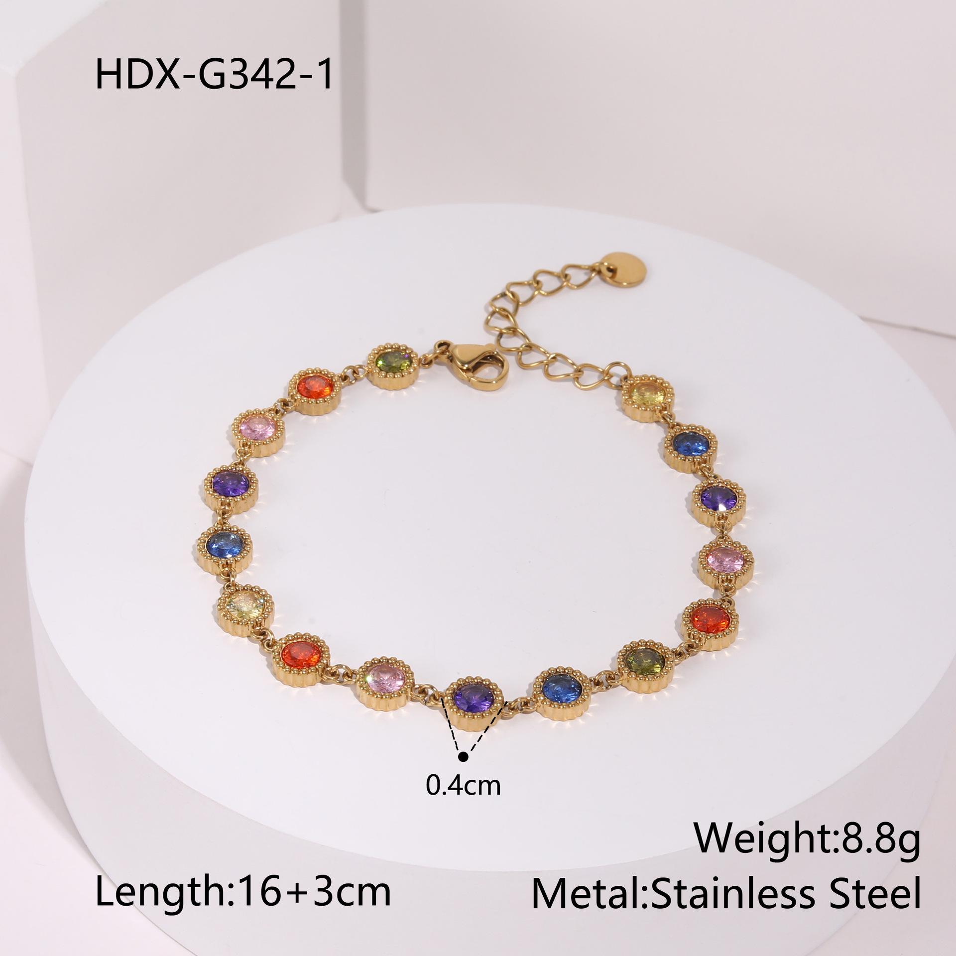 

European and American Style Light Luxury Inlaid Colored Zircon Stainless Steel Bracelet