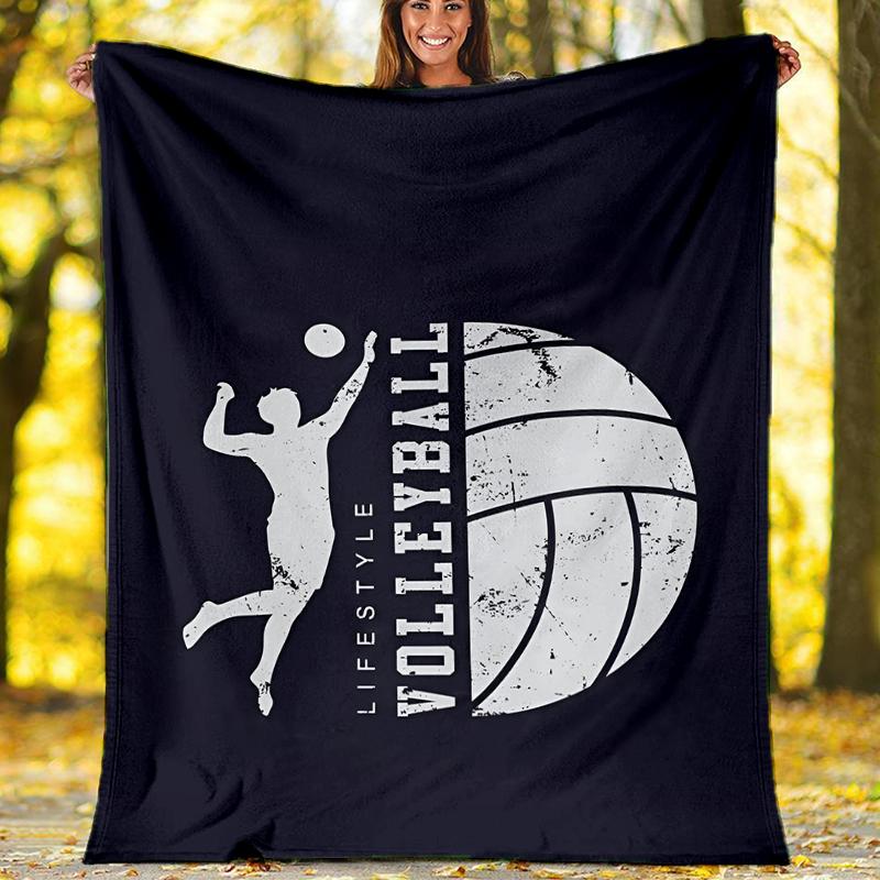 Volleyball Theme Printed Blanket - Perfect for Couch, Bed, Travel & Outdoor Use | Machine Washable, Cozy & Durable.