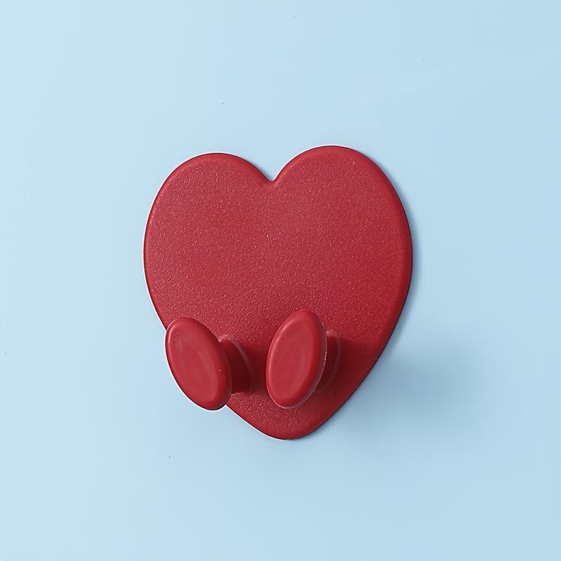 

2pcs Heart-Shaped Adhesive Wall Hooks in White - Strong, Waterproof, Easy to Install - Ideal for Keys, Towels, Bathroom Supplies & Cable Management