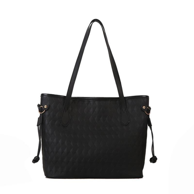 Large Capacity Women Casual Fashion Solid Plaid Daily Tote Shoulder Bag
