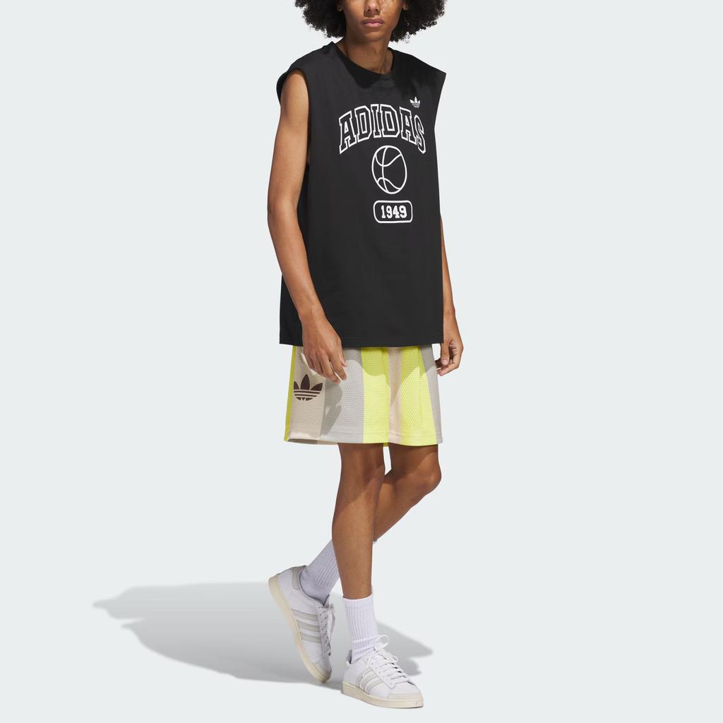 Adidas Originals Basketball Tank Fashion Simple Loose Round Neck Unisex Tops Black White JD5191
