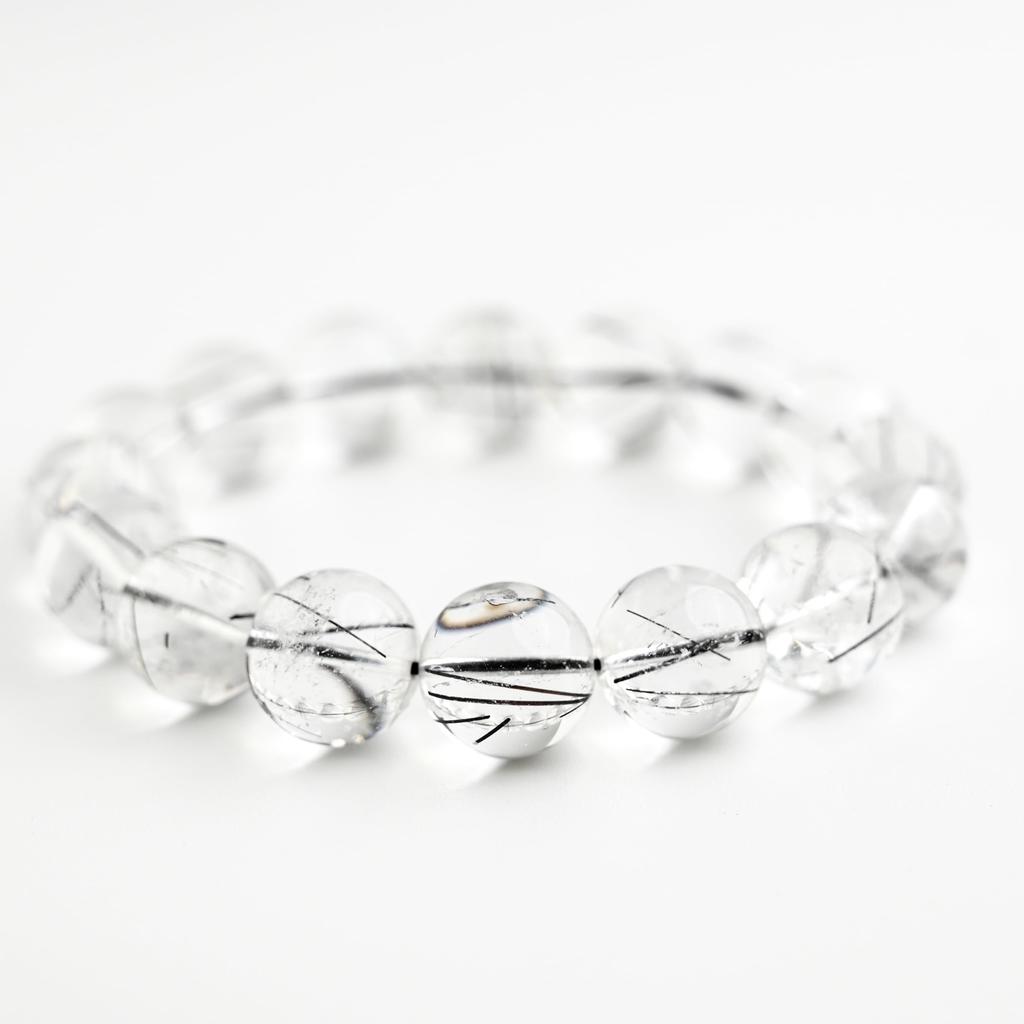 Black Rutilated Quartz Bracelet Tourmaline in 10mm 15cm Wrist Limited Natural Power Prayer Good Luck Feng Shui [Eigado] (Black Quartz) Stone, Size,