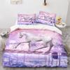 Unicorn Duvet Cover Set Twin Size White Unicorn Bedding Set Girls Kids 3D Purple Gifts for Children Teens Polyester Bedding Set