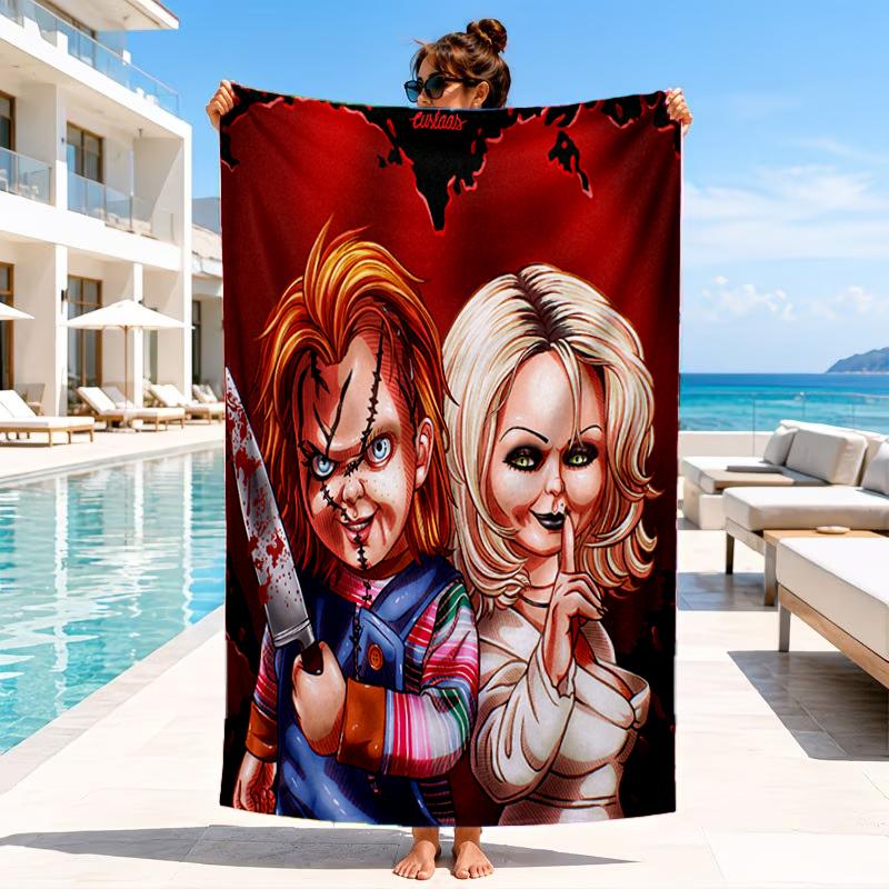 Chucky And Tiffany's Wedding Beach Towel, Microfiber Beach Towel, Perfect For Pool, Beach, Travel, Home Decor Beach Party Fan Gifts