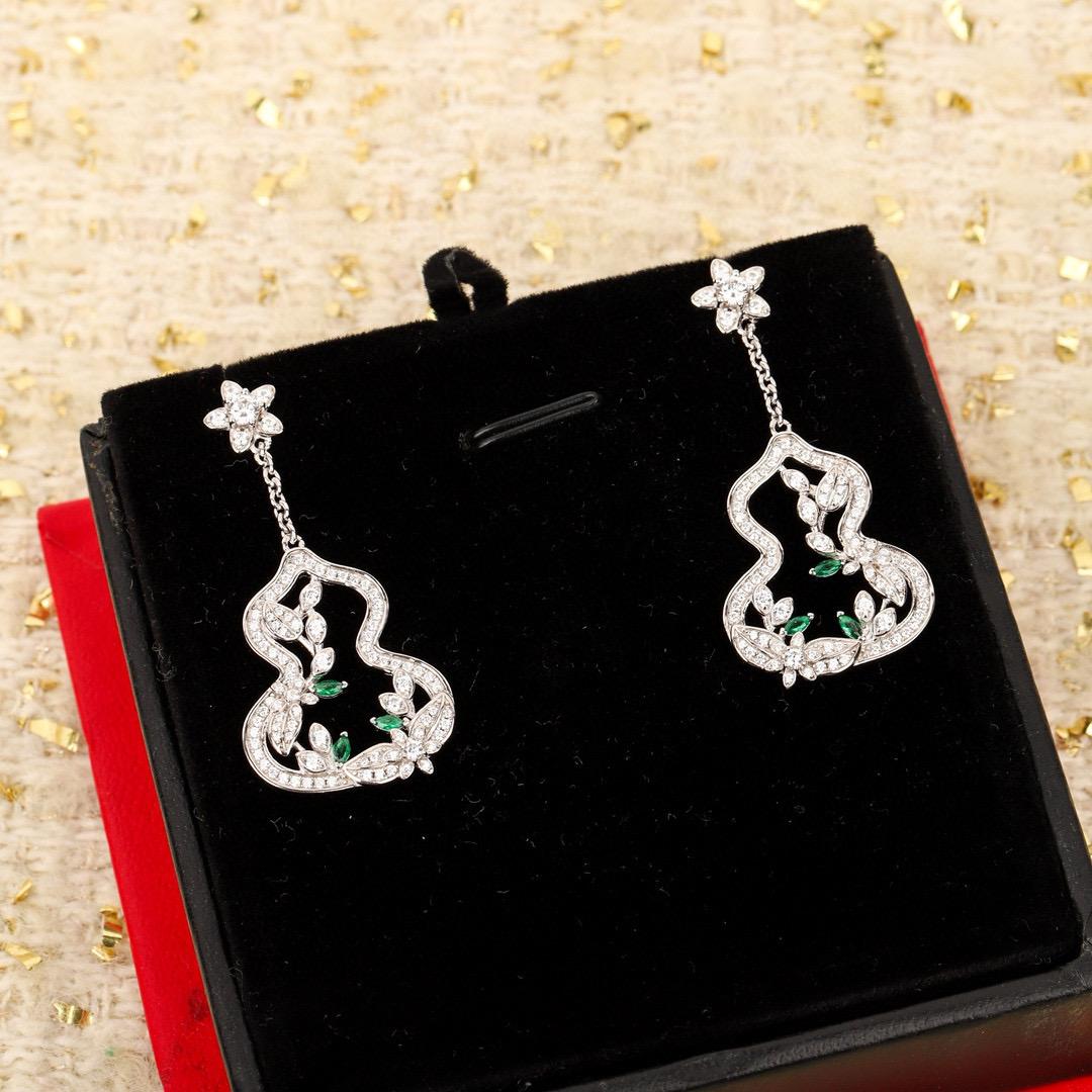 

New Hot Brand Vintage Earrings for Women Luxury Jewelry Full Diamond Gourd Designer Eardrop Pure 925 Sliver Lady Party Earrings срібний